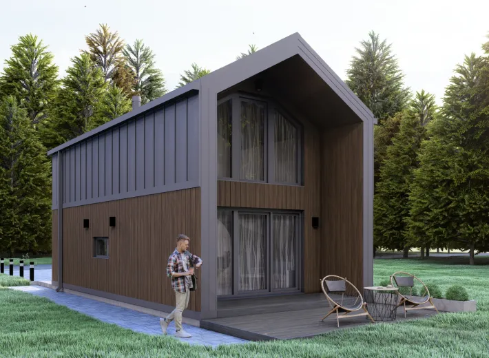 Dom szkieletowy BARN 35/40 w stylu nowoczesnej stodoły - wariant elewacji 3