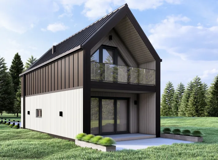 Dom szkieletowy BARN 40/50 w stylu nowoczesnej stodoły - wariant elewacji 4