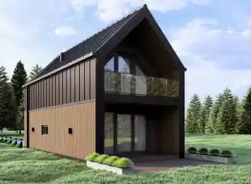 Dom szkieletowy BARN 40/50 w stylu nowoczesnej stodoły - wariant elewacji 2