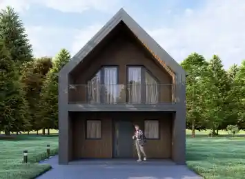 Wizualizacja projektu BARN 50/62 - rodzinna nowoczesna stodoła, widok z pozycji od przodu