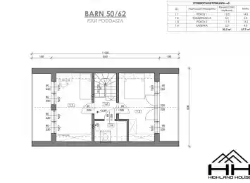 Rzut poddasza dla projektu BARN 50/62 z aranżacją sypialni