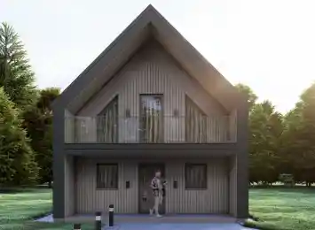 Wizualizacja projektu BARN 60/74 - przestronna nowoczesna stodoła dla rodziny, widok z pozycji od przodu