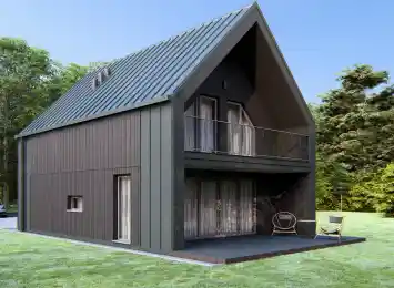 Dom szkieletowy BARN 60/74 w stylu nowoczesnej stodoły - wariant elewacji 2